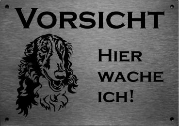 Edelstahl Warnschild Barsoi VORSICHT Hier wache ich!